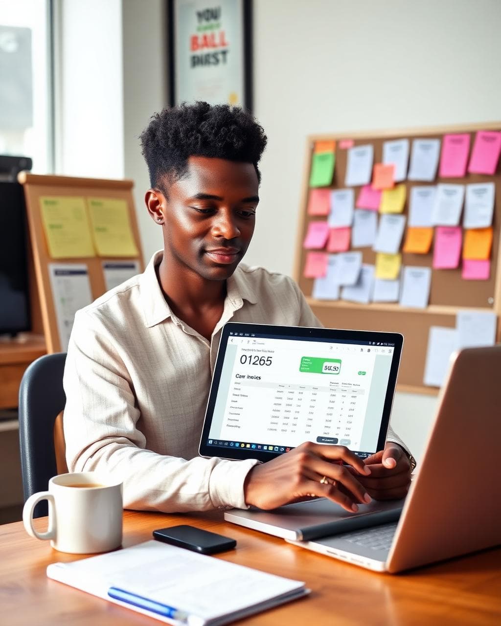 Wanjiru runs 12 retainer clients from her laptop.